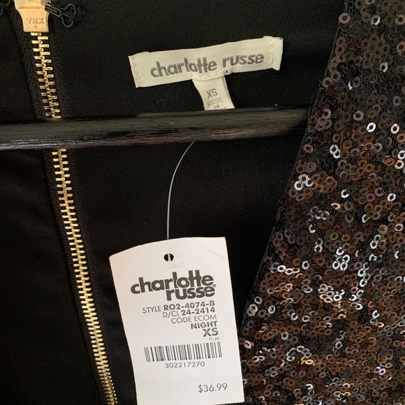 NEW - CHARLOTTE RUSSE Sequence Dress | Black | XS - Picture 7 of 8